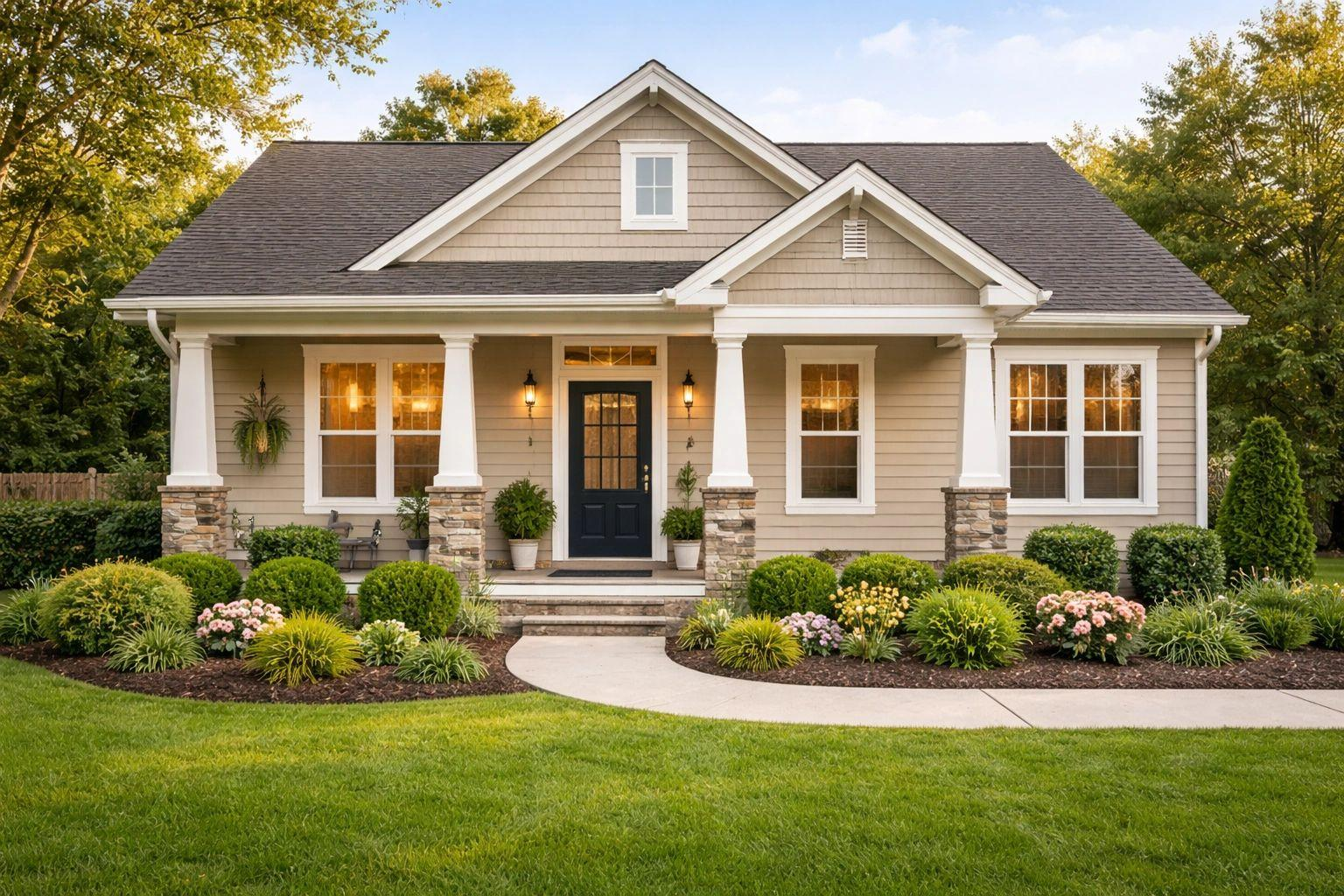 Welcoming landscaped home exterior