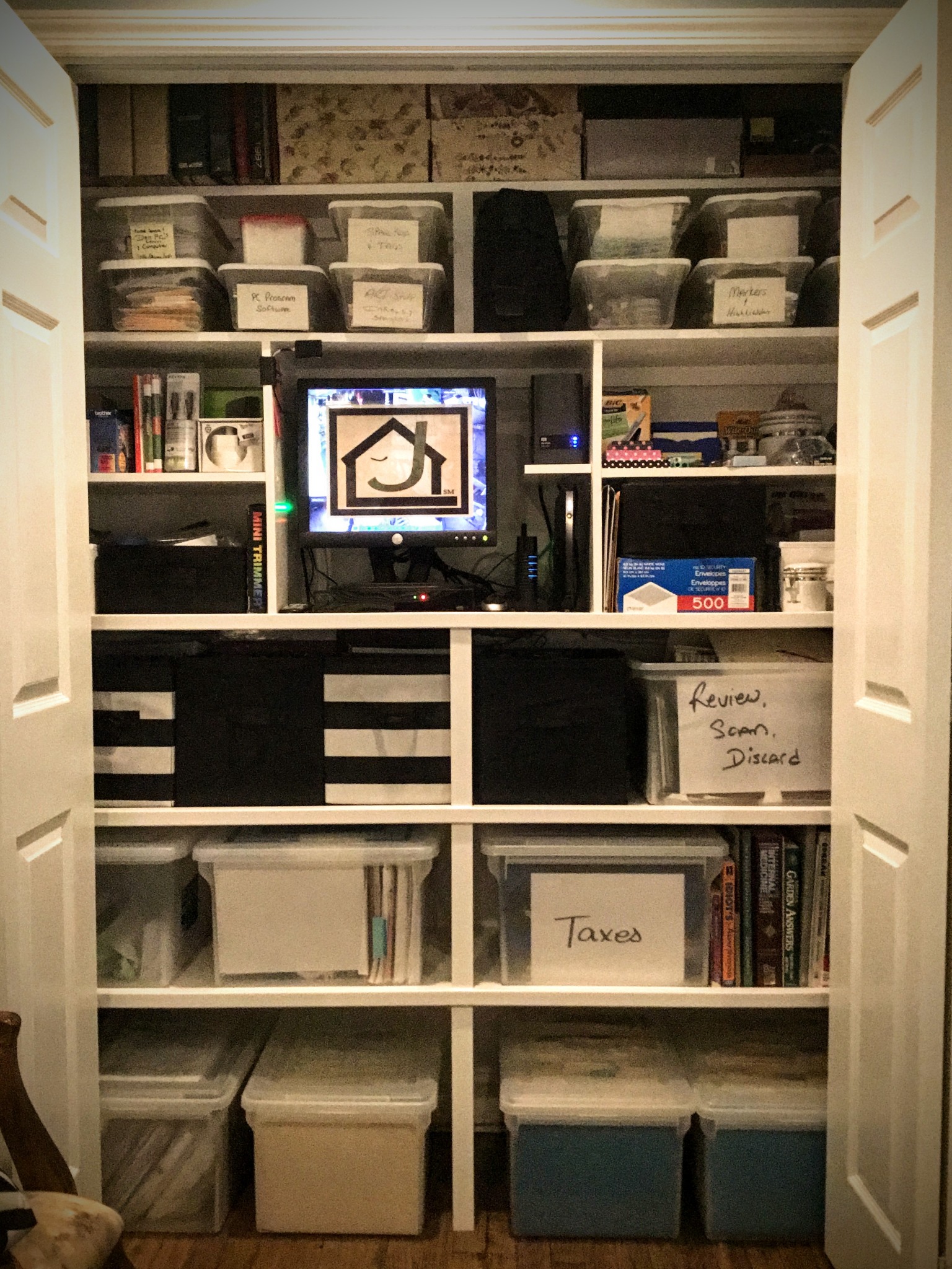 Custom office storage after view